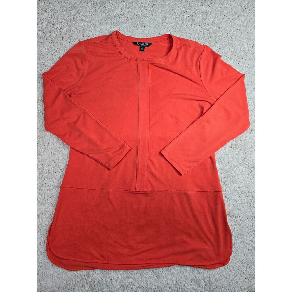 Lauren Ralph Lauren Long Shirt Womens Long Sleeve Half Button Size Large